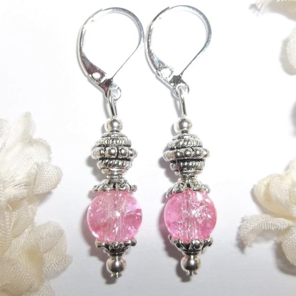 wvluckygirl Jewelry - Simple Pink And Silver Beaded Dangle Earring Set Gift Idea for Her Girl NWT 6945